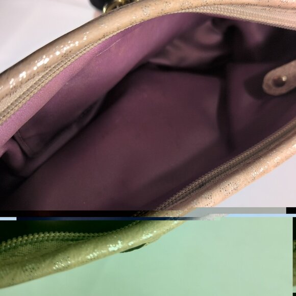 Coach Gold Chain Convertible Wristlet Purse Shoulder Bag Wallet Leather Glitter - Picture 11 of 16